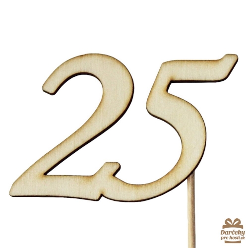 Drevený výsek s číslom 25