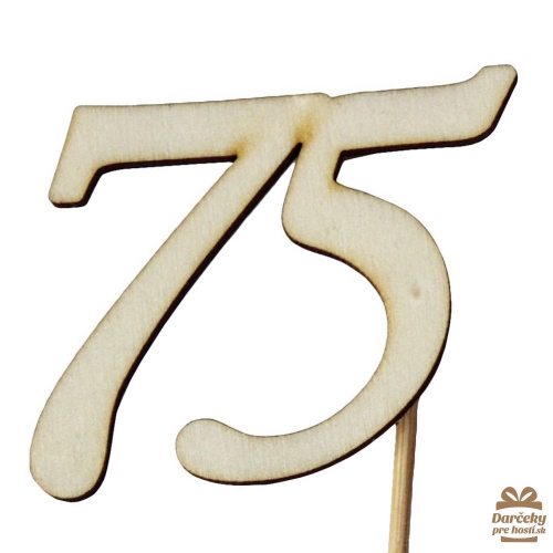 Drevený výsek s číslom 75