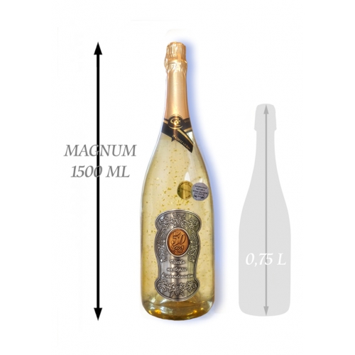 50  rokov  Zlaté šumivé 1,5 L Narodeniny kovová etiketa