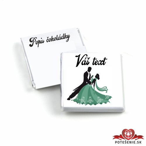 Plesová mini čokoládka, tancujúci pár, zelené šaty