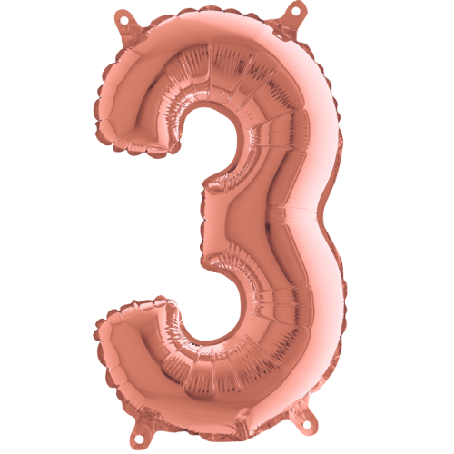 Balón číslo 3 rose gold 35 cm
