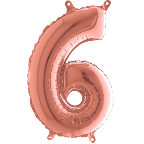 Balón číslo 6 rose gold 35 cm