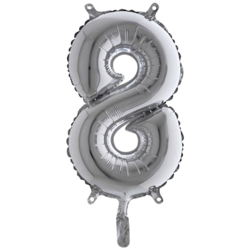 Balón číslo 8 strieborné 35 cm