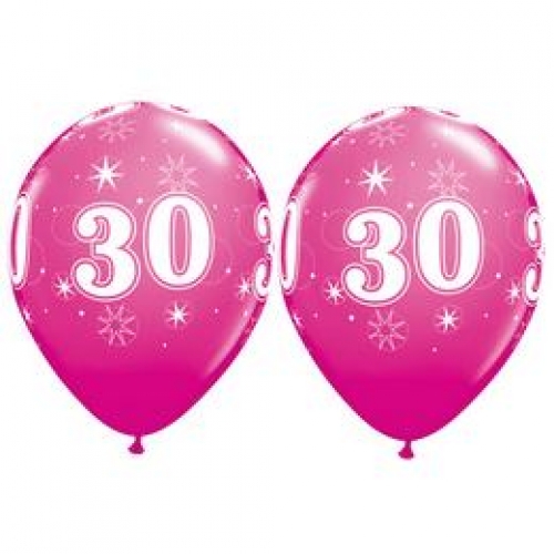 Balóny Sparkle s číslom 30 ružové 25 ks