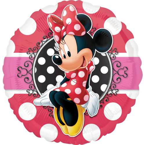 Balón Minnie ružová s bodkami