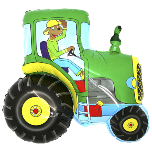 Balón Traktor so psom zelený