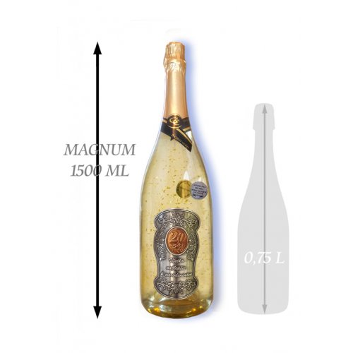 20  rokov  Zlaté šumivé 1,5 L Narodeniny kovová etiketa