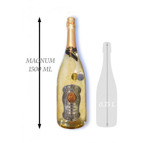 50  rokov  Zlaté šumivé 1,5 L Narodeniny kovová etiketa