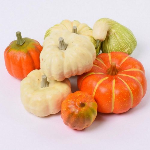 Tekvice v sieťke 7-11,5cm s/6 polystyren - Jesenné dekorácie