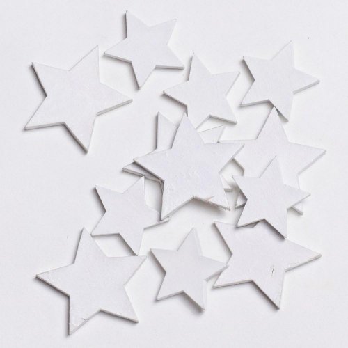 Drevené hviezdy biele s/12 2,7cm 3,8cm - Vianočné dekorácie a ozdoby
