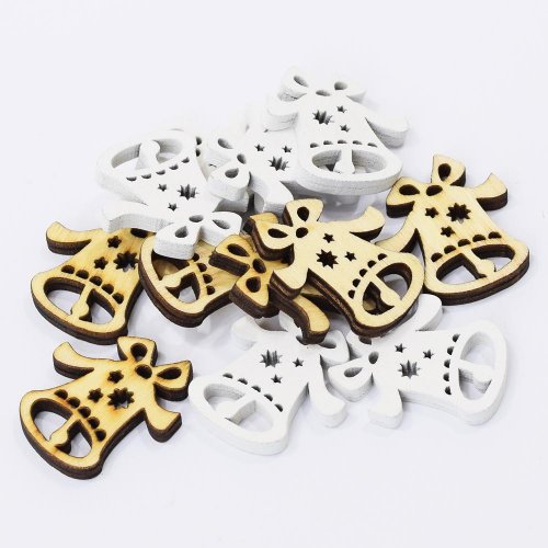 Zvonček nat/biel s/12 2,8x3cm - Vianočné dekorácie a ozdoby