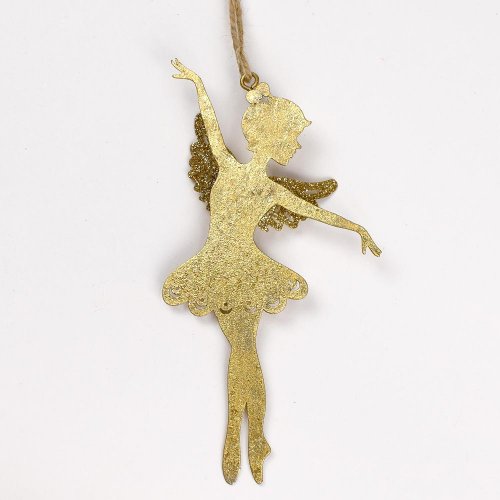 Balerína záves kov zlatá 14,5x7,5x1,5cm - Vianočné dekorácie a ozdoby