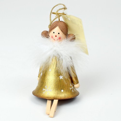 Anjel záves kov zlatý 15,5x6x6cm - Vianočné dekorácie a ozdoby