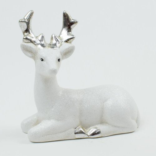 Jeleň ležiaci porcelán 13*7*12.4cm - Vianočné dekorácie