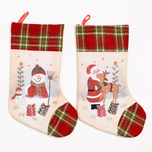 Záves ponožka santa s jeleňom  mix 2 15*32cm