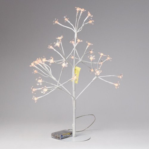 Strom warm led kvety biely 36cm