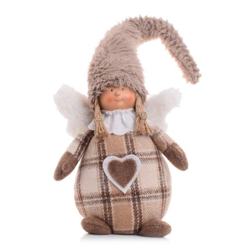 Anjel textil káro 38cm - Vianočné dekorácie