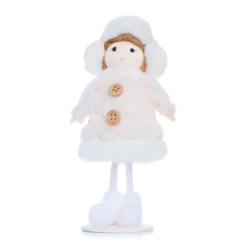 Dievča stojace baranica bie/krem textil 16cm - Vianočné dekorácie a ozdoby