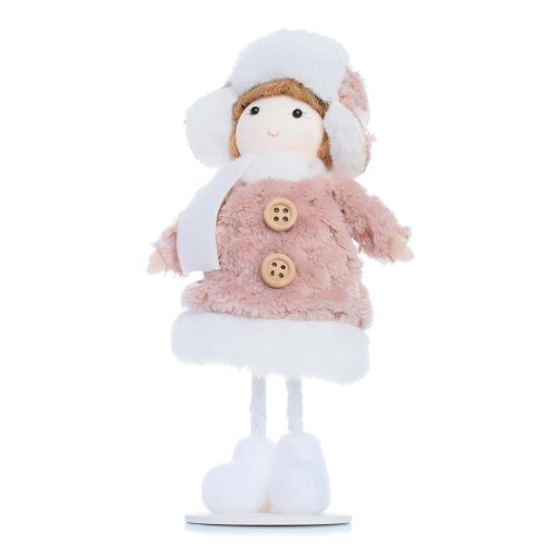 Dievča stojace baranica ruž/bie textil 16cm - Vianočné dekorácie a ozdoby