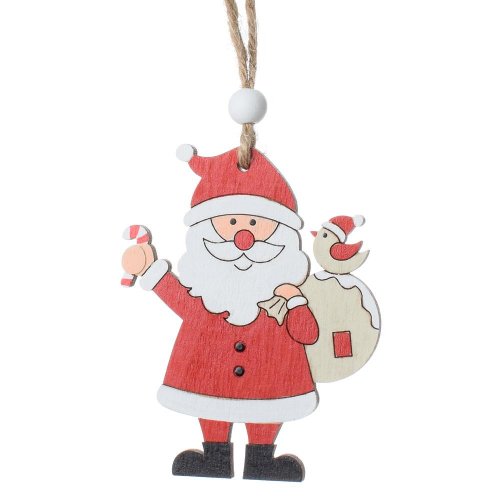 Záves drevo santa čer/bie 6.5*0.5*8cm