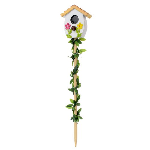 Zápich búdka biela s kvetinami drevo/poly 5,2*3,1*5,7cm - Veľkonočné ozdoby