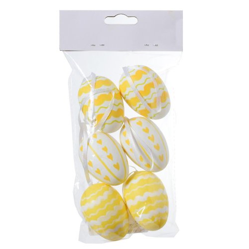 Vajíčka bie/žlt vzorované plast s/6 4*4*6cm