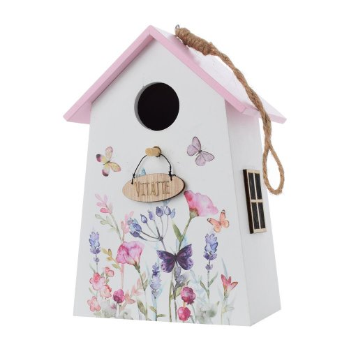 Záves búdka vítejte bie/ruž drevo 12*8*17,5cm - Veľkonočné ozdoby