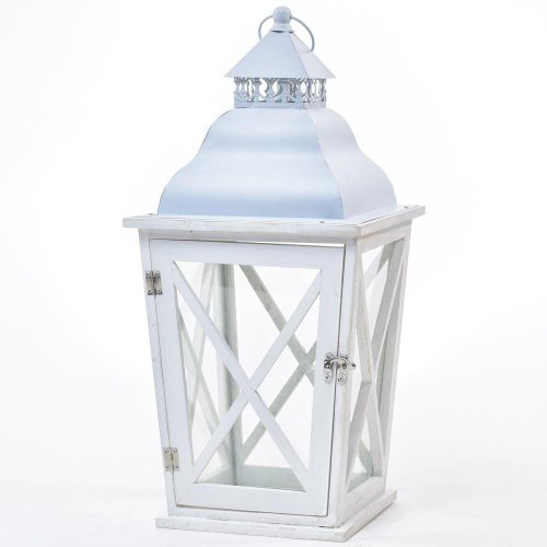 3fl/s-veľký lampáš drevo/kov biely