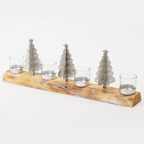 Svietnik advent stromčeky striebro 48x16,5x7,7cm super cena