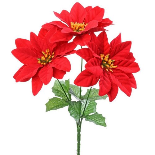 Kytica poinsettia červená x3 32cm