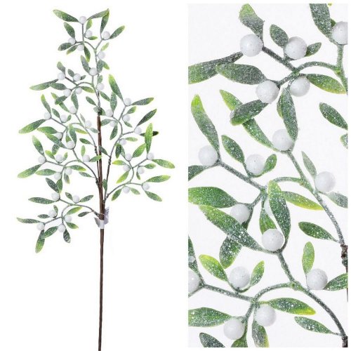 Konár zeleň bobule biele zasnež 60cm