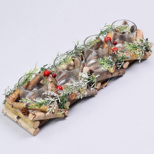 Svietnik adventný drevo 40x12x9cm - Vianočné dekorácie