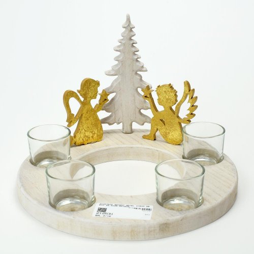 Svietnik advent anjel strom drevo 25,5x25,5x18cm super cena