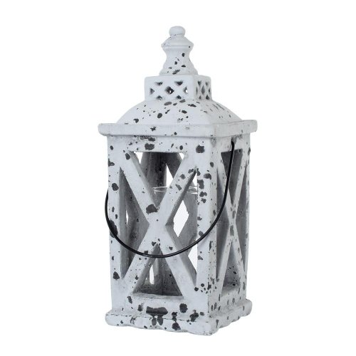 Cement dekorácia lampáš sklo antique grey  