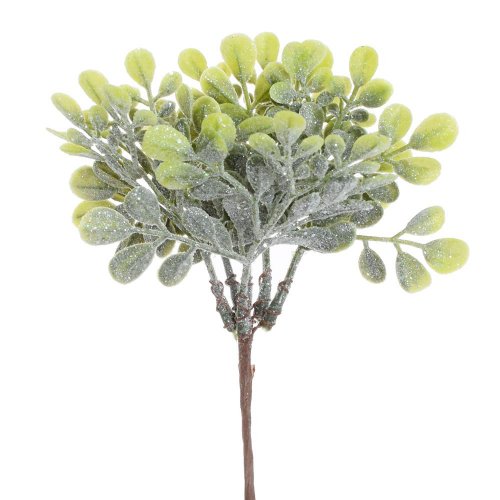 Vian. vetvička krušpán zel-biela gliter 17cm - Umelé kvety
