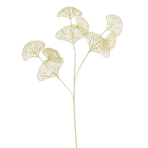 Konárik listy ginko zlaté gliter 68cm - Umelé kvety