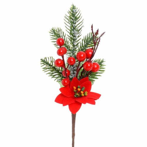 Vian. vetvička červ. poinsetia, šípky, bobule, čečina, zeleň