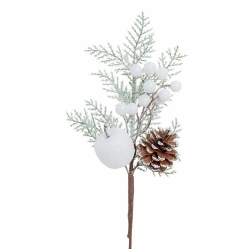 Vian. vetvička zasnež čečina, bie boule, jablko 28cm - Umelé kvety