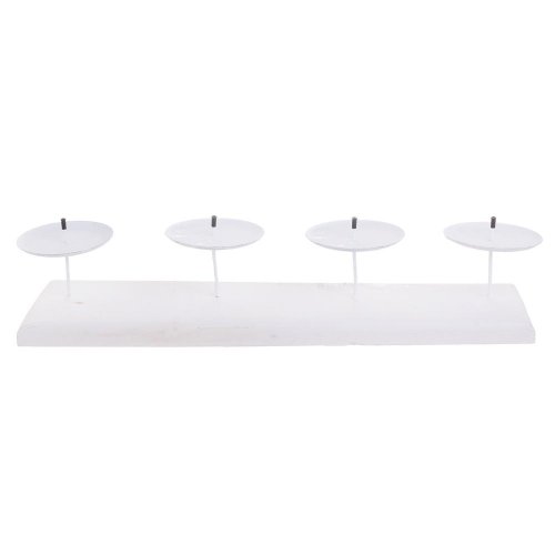 Svietnik obdĺžnik biely 4 sviečky drevo 40x11x7cm