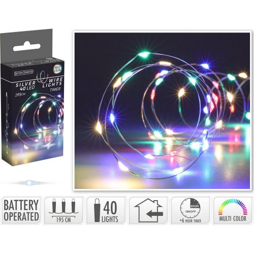 LED svet silver wire 40 l multi bo timer