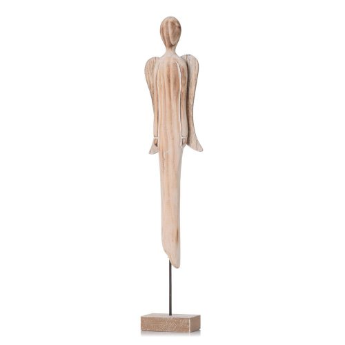 Anjel na podstavci nat/bie malý  drevo 46*8,3*5cm