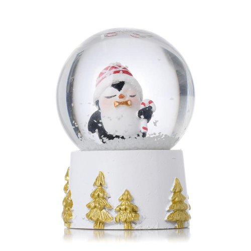 Snežná guľa tučniak malá bie/zla/čer poly 4,5*4,5*6cm - Vianočné dekorácie