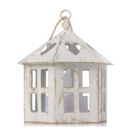 Lampáš domček kov biely 