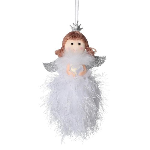 Záves anjel bielo/str textil 13cm