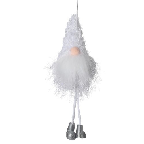 Záves santa bielo-strieborný textil 20cm - Vianočné dekorácie a ozdoby