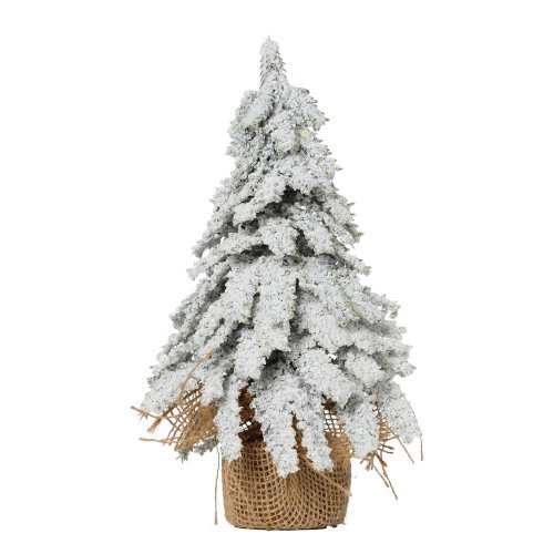 Stromček zasnežený na pníku v jute 17*17*27