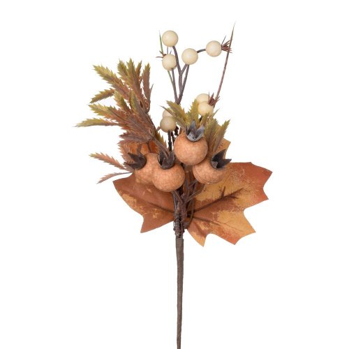 Konárik gran. jab., guličky, zeleň, běž/kré/hn 27cm