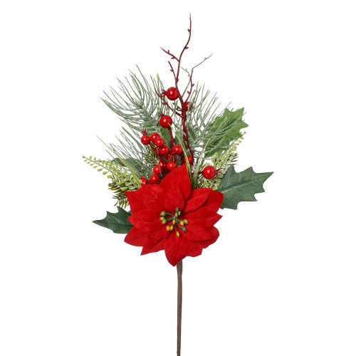 Konárik vian. ruža, gulličky, zeleň, trávy, zel/čer glit 48cm - Umelé kvety