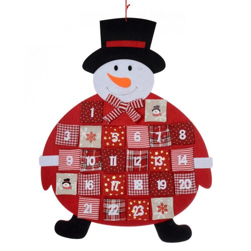 Kalendár advent. snehuliak polyester 56x68cm - Vianočné dekorácie