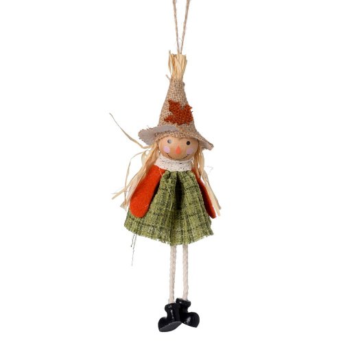Záves strašiak polyester zel. 17x7x3,5cm - Jesenné dekorácie